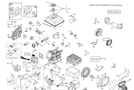 Engine Diagram and Parts List for ST224P  Husqvarna Snow Blower