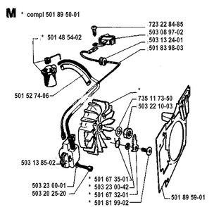 Electrical Diagram and Parts List for 3120 19942300001-19960100000 Husqvarna Chainsaw