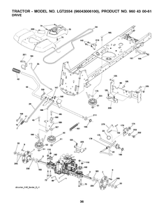 Drive Diagram and Parts List for LGT2554 2008-12 Husqvarna Lawn Tractor