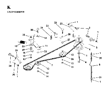 Drive Diagram and Parts List for LTH130 (HE13H36D, 954820001)(1997-03) Husqvarna Lawn Tractor
