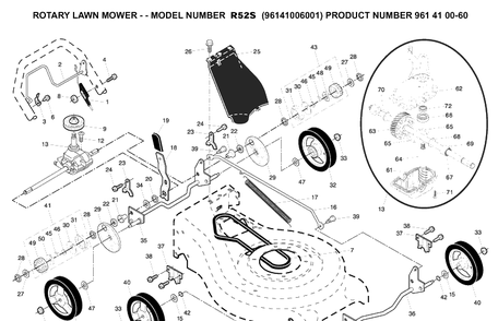 Product Complete 2 Diagram and Parts List for R52S (96141006001)(2007-05) Husqvarna Lawn Mower