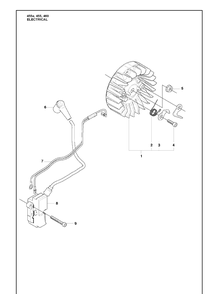 Electrical Diagram and Parts List for 455E 2009-10 Husqvarna Chainsaw