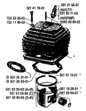 Page J Diagram and Parts List for 65 1981-10 Husqvarna Chainsaw