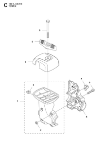 Tower Diagram and Parts List for 336RK  Husqvarna Brush Cutter
