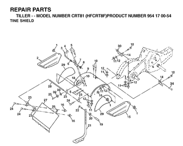 Tine Shield Diagram and Parts List for CRT81 (HFCRT8F)(2002-01) Husqvarna Cultivator