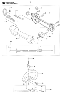 Throttle Controls Diagram and Parts List for 535RJ  Husqvarna Brush Cutter