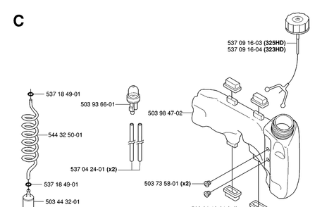Part Location Diagram of 537091604 Husqvarna Tank Cap