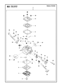 Carburetor Details 2 Diagram and Parts List for 543XPG 20173200001-Current Husqvarna Chainsaw