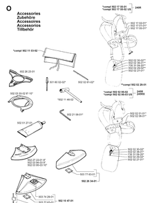 Accessories Diagram and Parts List for 245R 19962200001-19984000000 Husqvarna Brush Cutter