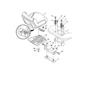 Seat Diagram and Parts List for GT48XLSI 96043017700 Husqvarna Lawn Tractor