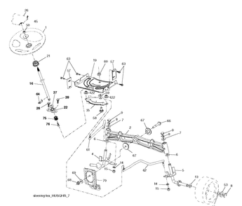 Steering Diagram and Parts List for YTH22V46 (96043018100)(2013-09) Husqvarna Lawn Tractor