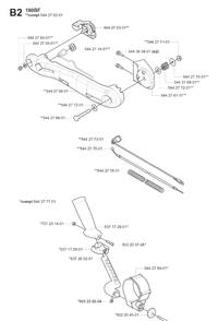 Handle And Controls 2 Diagram and Parts List for 180BF 20080500001-20084000000 Husqvarna Leaf Blower / Vacuum