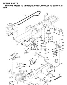 Drive Diagram and Parts List for LTH130 (HELTH130A)(2001-01) Husqvarna Lawn Tractor