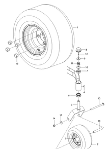 Wheels And Tires Diagram and Parts List for Z254 (96766550100)(2017-02) Husqvarna Lawn Mower