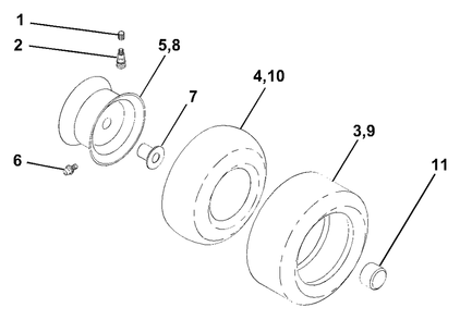 Wheels And Tires Diagram and Parts List for YTH1842 (954569790-B)(2002-12) Husqvarna Lawn Tractor