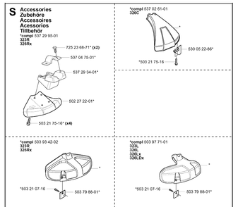 Accessories Diagram and Parts List for 326LX 20061400001-20070100000 Husqvarna Edger