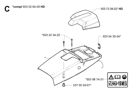 Cover Diagram and Parts List for 395XP/ (XPG)(20034000001-20051800000) Husqvarna Chainsaw