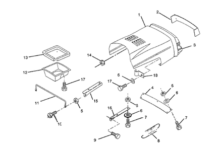 Hood Diagram and Parts List for LT92012 (954000251-A)(1993-01) Husqvarna Lawn Tractor