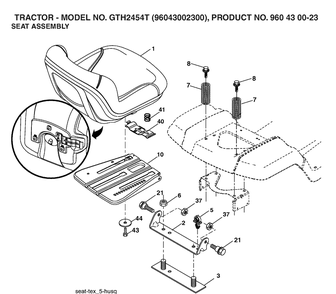 Seat Diagram and Parts List for GTH2454T (96043002300)(2006-03) Husqvarna Lawn Tractor