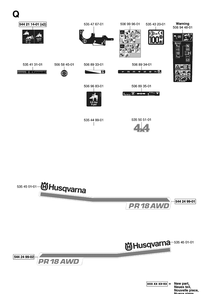 Decals Diagram and Parts List for PR18AWD (965095001)(2007-03) Husqvarna Lawn Mower
