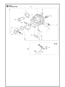 Cylinder Piston Diagram and Parts List for 339XP 20100600001-Current Husqvarna Chainsaw