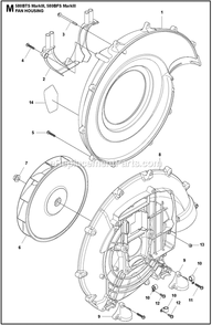 Frame Diagram and Parts List for 580BTSMARKIII  Husqvarna Leaf Blower / Vacuum