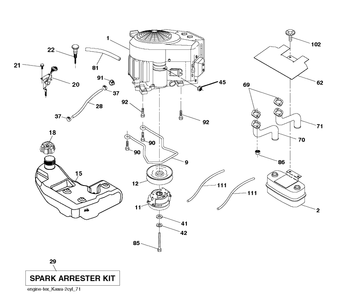Engine Diagram and Parts List for YTH22K54 (96043025500)(2017-10) Husqvarna Lawn Tractor