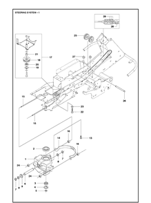 Steering Diagram and Parts List for R422TS AWD Husqvarna Lawn Mower