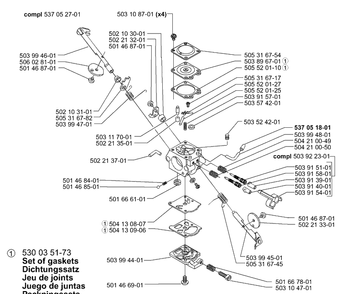 Carburetor Parts Diagram and Parts List for 225L 2000-10 Husqvarna Trimmer