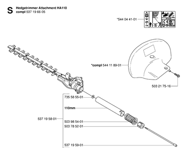 Attachments 2 Diagram and Parts List for 323HE3 20053600001-20054000000 Husqvarna Hedge Trimmer