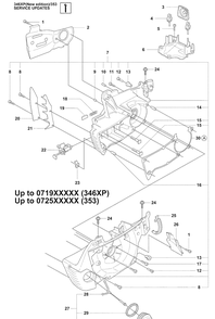 Crankcase (Ne) 1 Diagram and Parts List for 353 2009-02 Husqvarna Chainsaw
