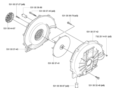 Blower Housing Diagram and Parts List for 165BT 2005-08 - US Husqvarna Leaf Blower / Vacuum