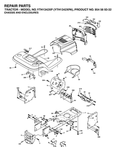 Chassis And Enclosures Diagram and Parts List for YTH1342XP-YTH1342XPA 2003-03 Husqvarna Lawn Tractor