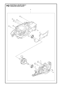 Short Block Diagram and Parts List for 550XP-XPG Mark II Husqvarna Chainsaw