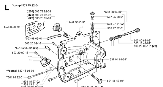 Crankcase Diagram and Parts List for 339XP 20034000001-20040100000 Husqvarna Chainsaw