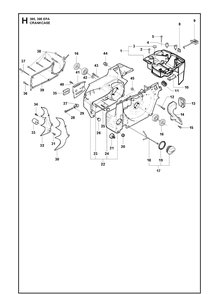 Crankcase Diagram and Parts List for 395XP/ (XPG - 395 XP EPA)(20163900001-20193499999) Husqvarna Chainsaw