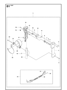 Handle And Controls Diagram and Parts List for 350BT  Husqvarna Leaf Blower / Vacuum