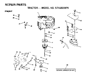 Engine Diagram and Parts List for GTH2550XPA (954567116)(2001-01) Husqvarna Lawn Tractor