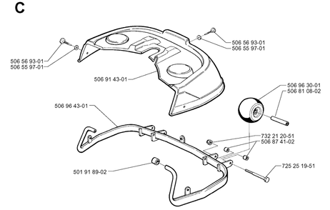 Protection Frame Diagram and Parts List for R13 1998-09 Husqvarna Lawn Tractor