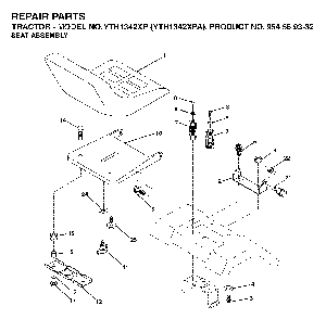 Seat Diagram and Parts List for YTH1342XP (YTH1342 XPA, 954569332)(2003-03) Husqvarna Lawn Tractor