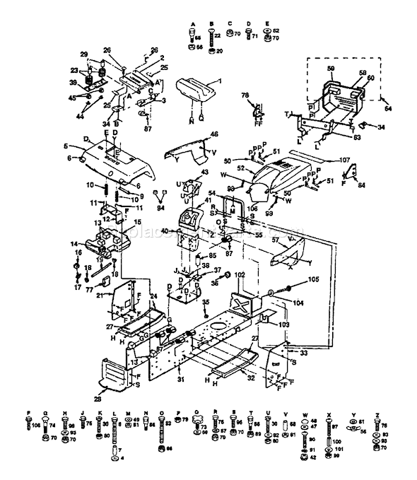 Page B Diagram and Parts List for YTH142 (H14H44A) (954000352) (1991-08) Husqvarna Lawn Tractor