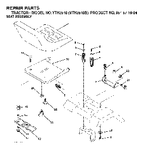 Seat Diagram and Parts List for YTH2548B (954571984)(2004-06) Husqvarna Lawn Tractor