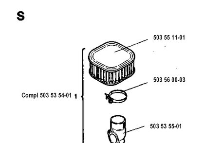 Air Filter Diagram and Parts List for 272XP 19930100001-19970100000 Husqvarna Chainsaw