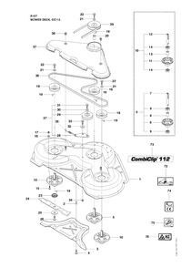 Mower Deck / Cutting Deck 4 Diagram and Parts List for R15T (966414201)(2010-07) Husqvarna Lawn Tractor