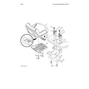 Seat Diagram and Parts List for 96041039400  Husqvarna Lawn Tractor
