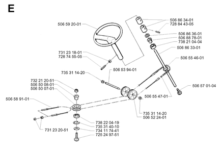 Steering Diagram and Parts List for R13BIO 2001-01 Husqvarna Lawn Tractor