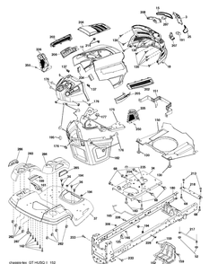 Chassis / Frame Diagram and Parts List for YTH24K48 (96045003601)(2012-11) Husqvarna Lawn Tractor