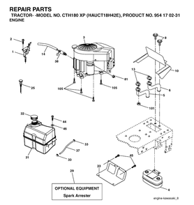 Engine Diagram and Parts List for CTH180XP (HAUCT18H42E)(2004-09) Husqvarna Lawn Tractor