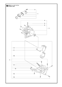 Crankcase Diagram and Parts List for 326RX 20091800001 & Above Husqvarna Trimmer