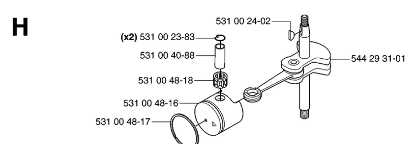 Crankshaft Diagram and Parts List for 123HD60 20070500001-20070900000 Husqvarna Hedge Trimmer
